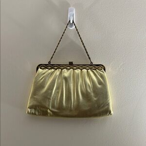Vintage 70s Elegant Gold Evening Clutch